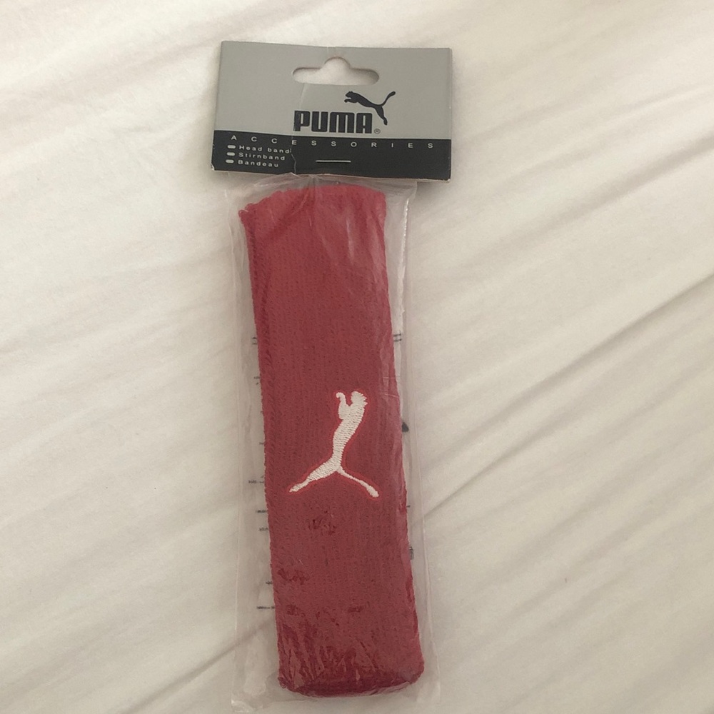 Puma Red Wrist Sweatband with White Puma Cat Logo